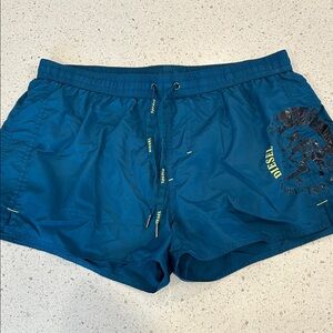 Diesel Teal Blue Men’s Swim Trunks with Logo